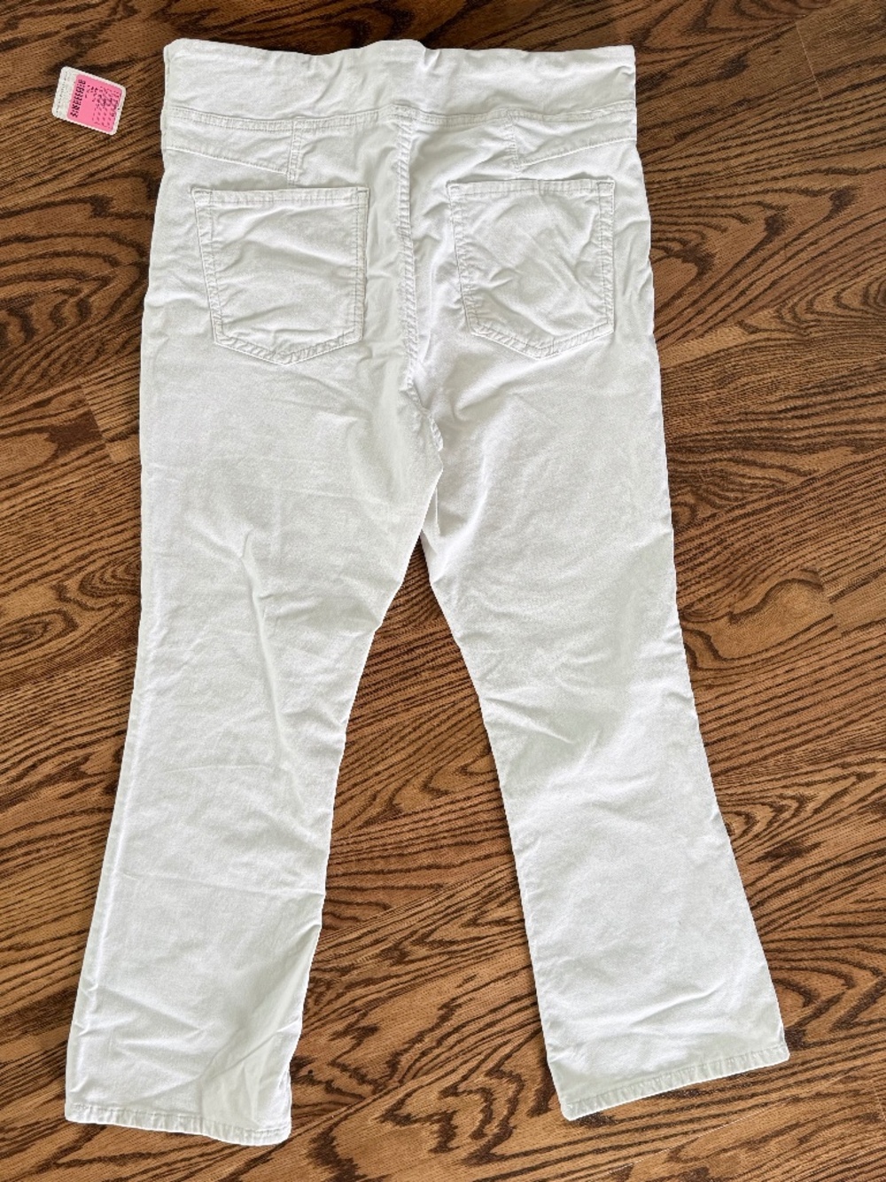 NWT Free People In My Feelings Velvet Crop Slim Boot Pants Size L Sea Salt White
